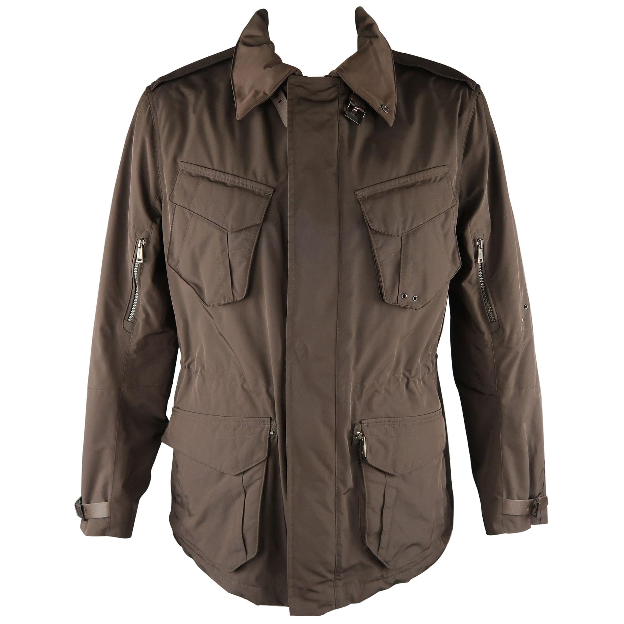 RALPH LAUREN Black Label XL Brown Solid Polyester Jacket