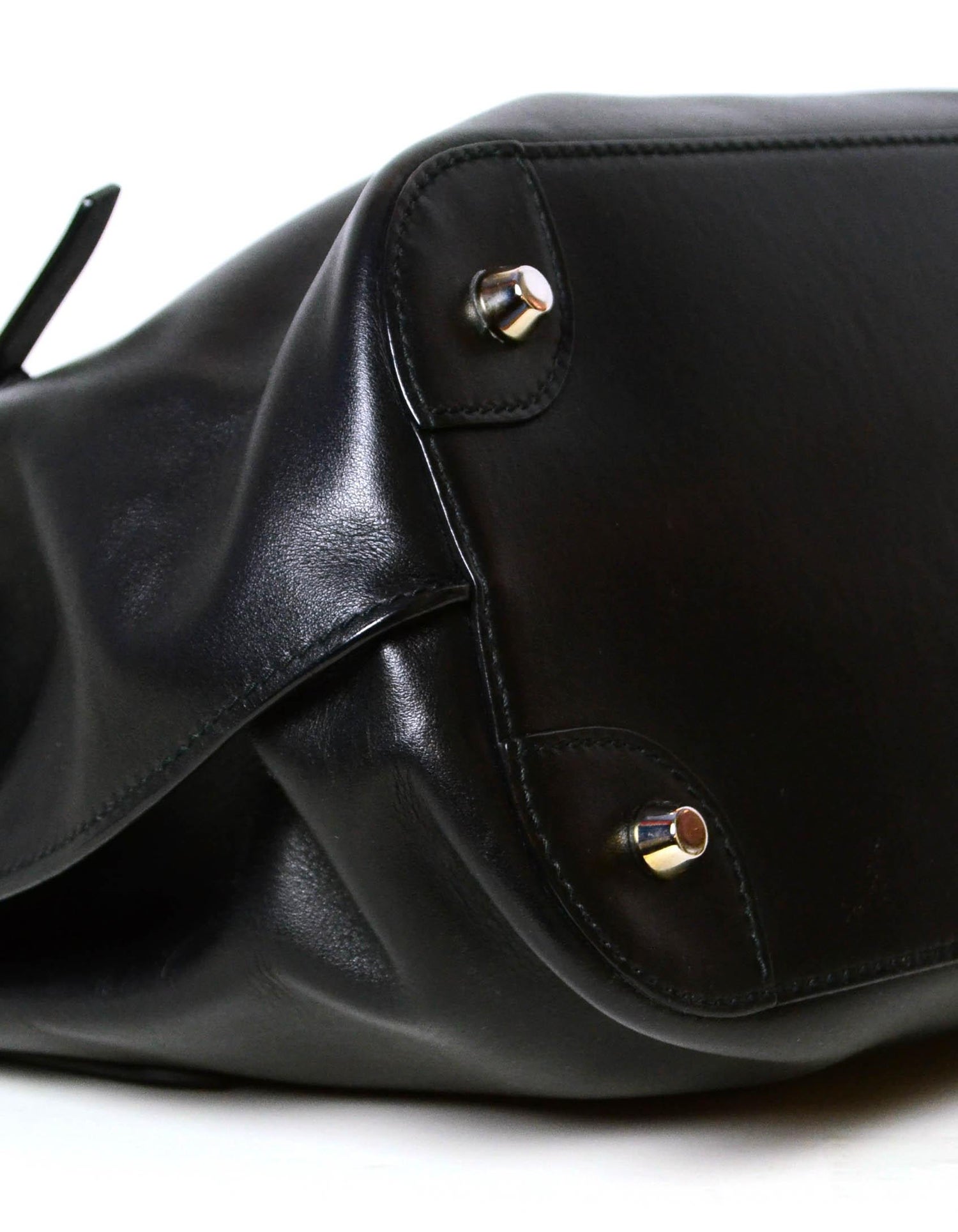 Ralph Lauren Black Leather Buckle Tote Bag W/ Strap For Sale at 1stDibs