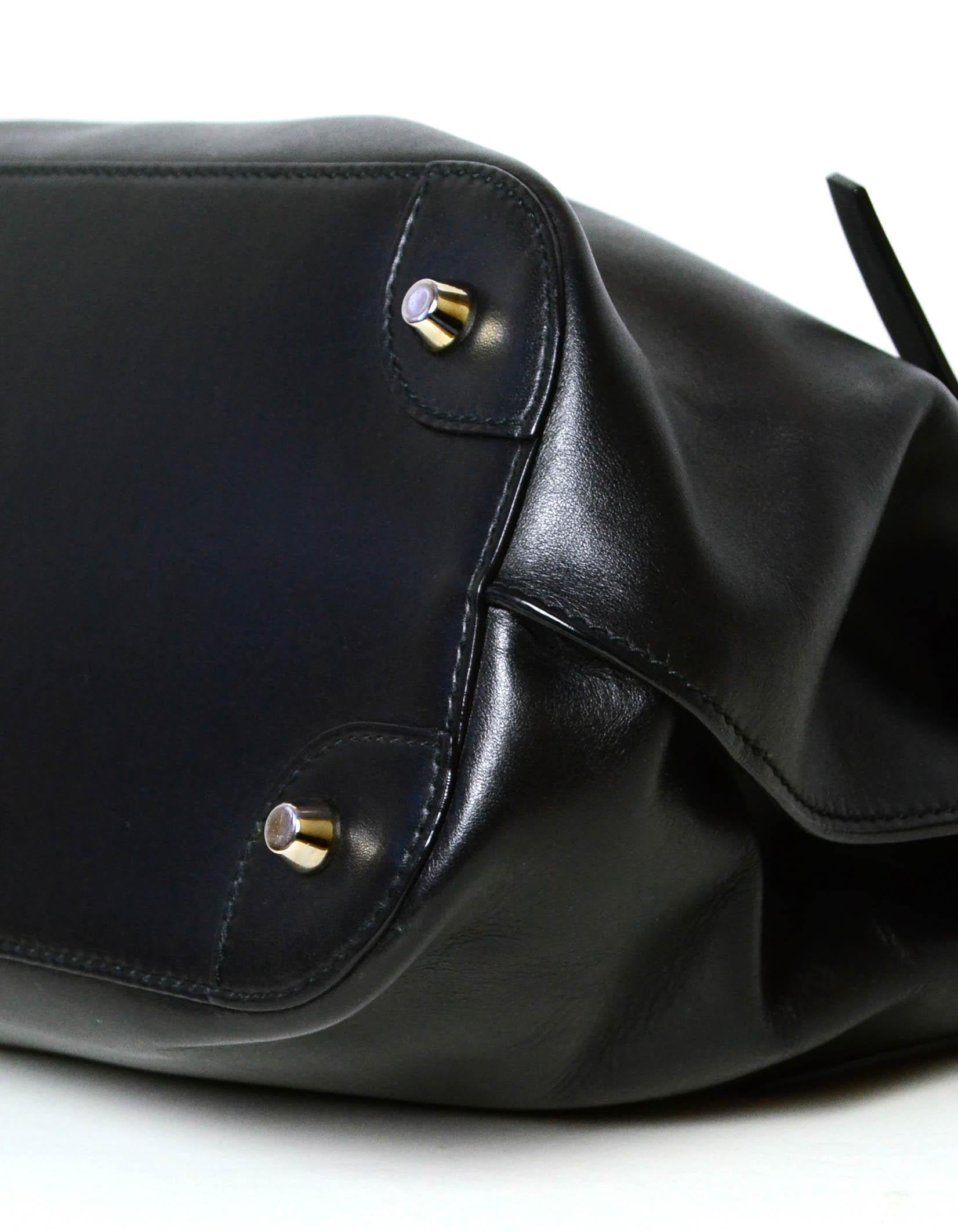 Ralph Lauren Black Leather Buckle Tote Bag W/ Strap For Sale at 1stDibs ...