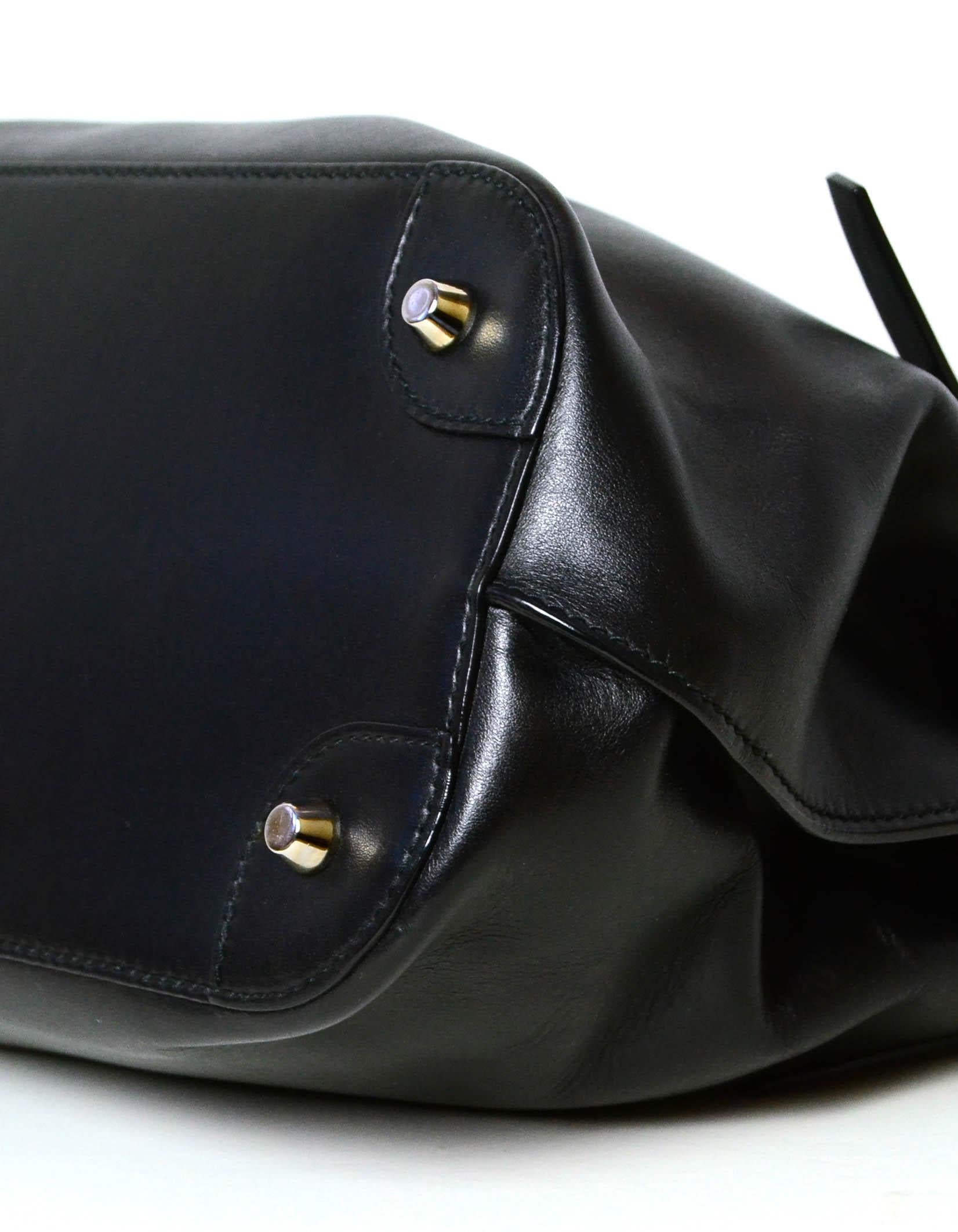 Ralph Lauren Black Leather Buckle Tote Bag W/ Strap In Excellent Condition In New York, NY