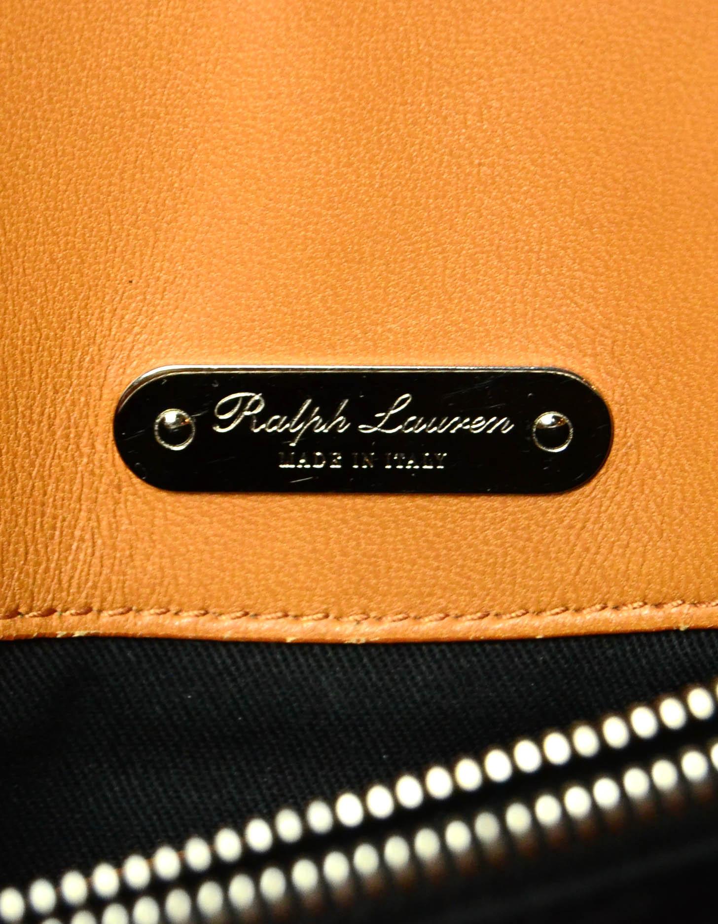 Ralph Lauren Black Leather Buckle Tote Bag W/ Strap 1