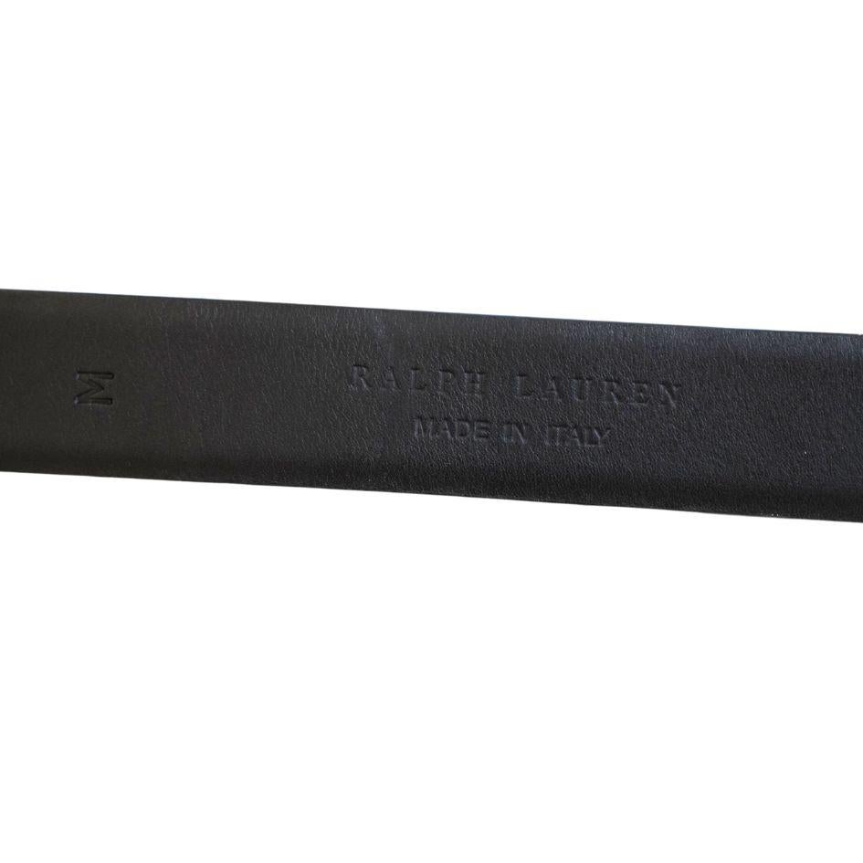 Ralph Lauren Black Leather Equestrian Horseshoe Buckle Belt For Sale 4