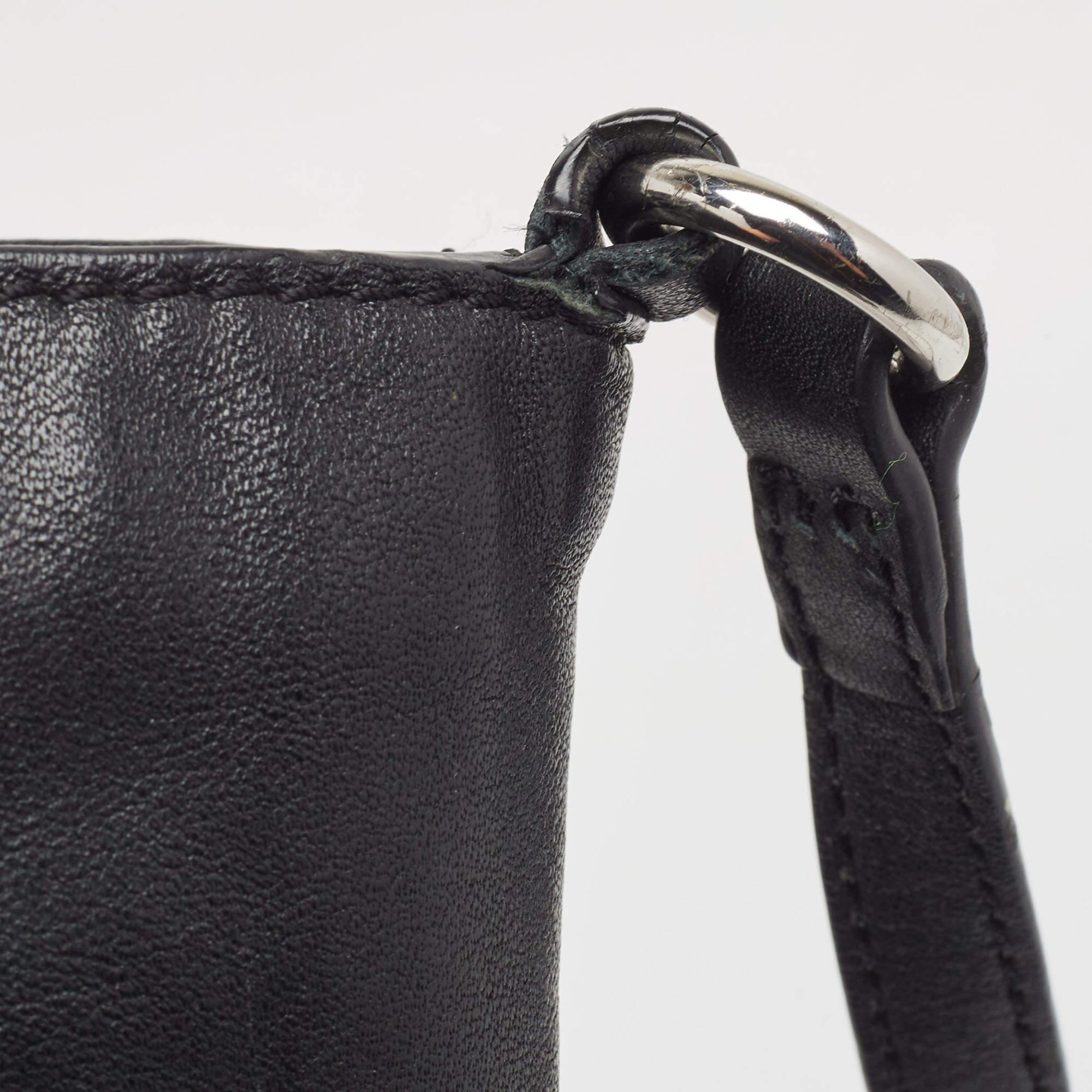 Ralph Lauren Black Leather Logo Embossed Flap Messenger Bag 3