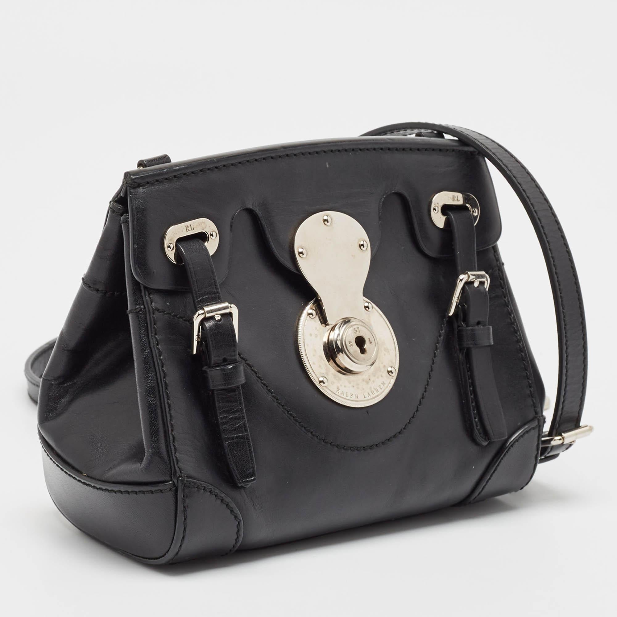 Mini bolso cruzado Ricky de piel negra Ralph Lauren Negro