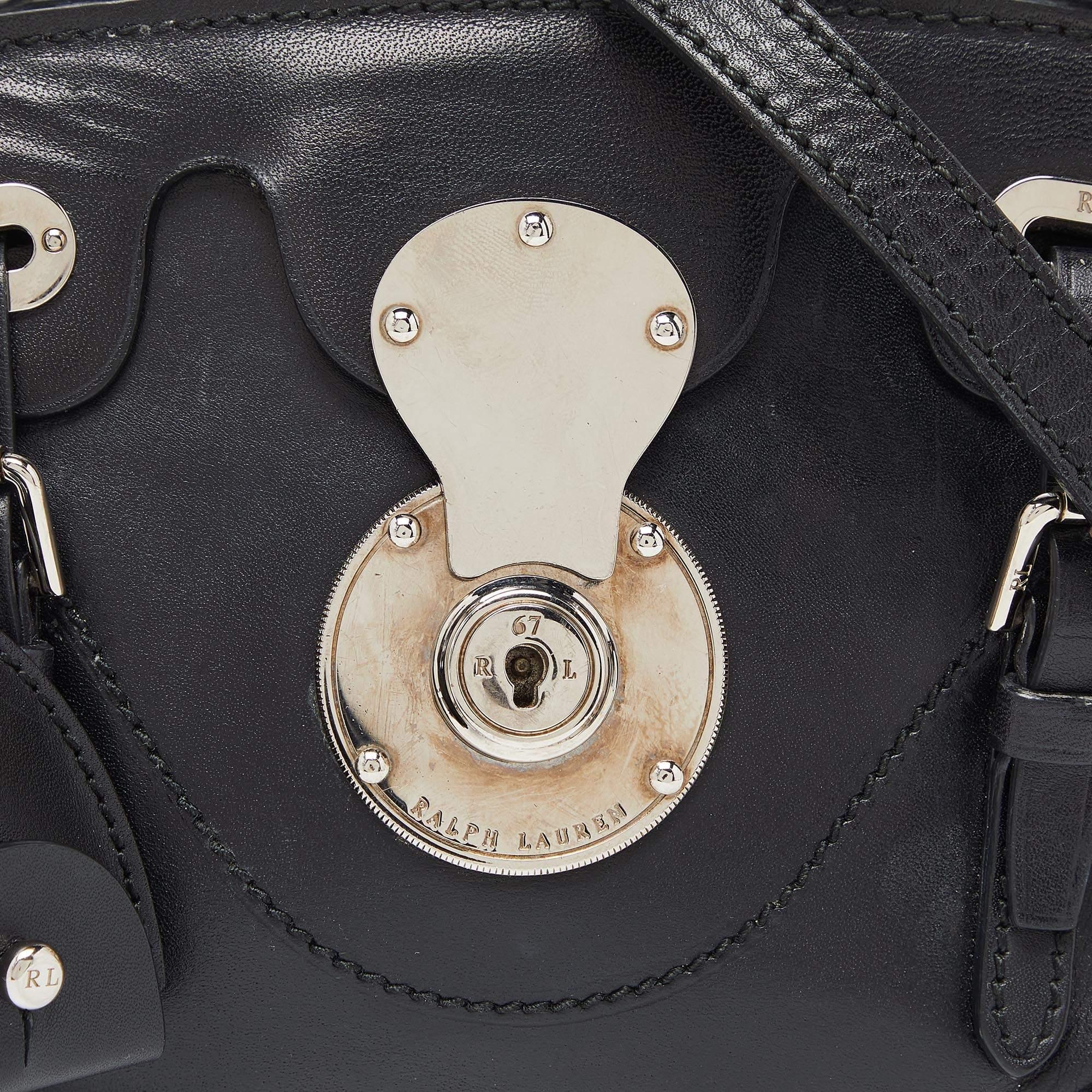 Ralph Lauren Black Leather Mini Ricky Tote For Sale 2