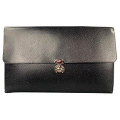 RALPH LAUREN Black Leather Pigskin Rectangle Briefcase Bag