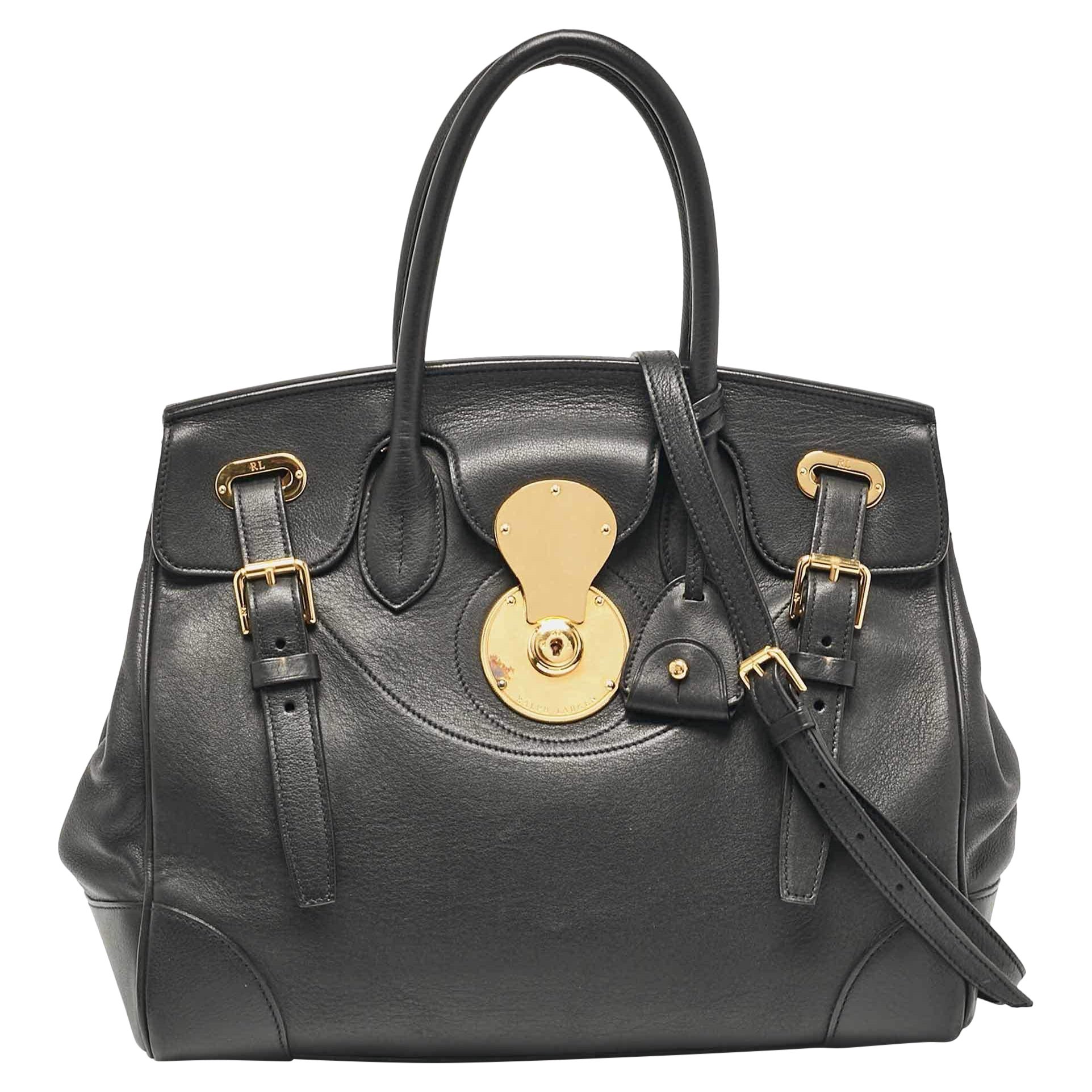 Ralph Lauren Black Leather Ricky 33 Tote