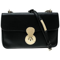 Ralph Lauren Black Leather Ricky Chain Shoulder Bag