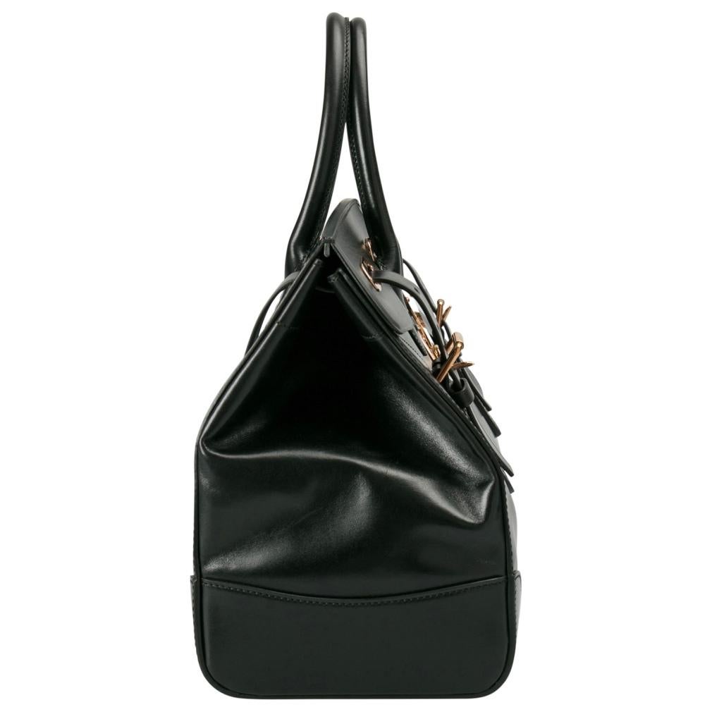 Ralph Lauren Black Leather The Ricky Bag With Light Top Handle Bag 3