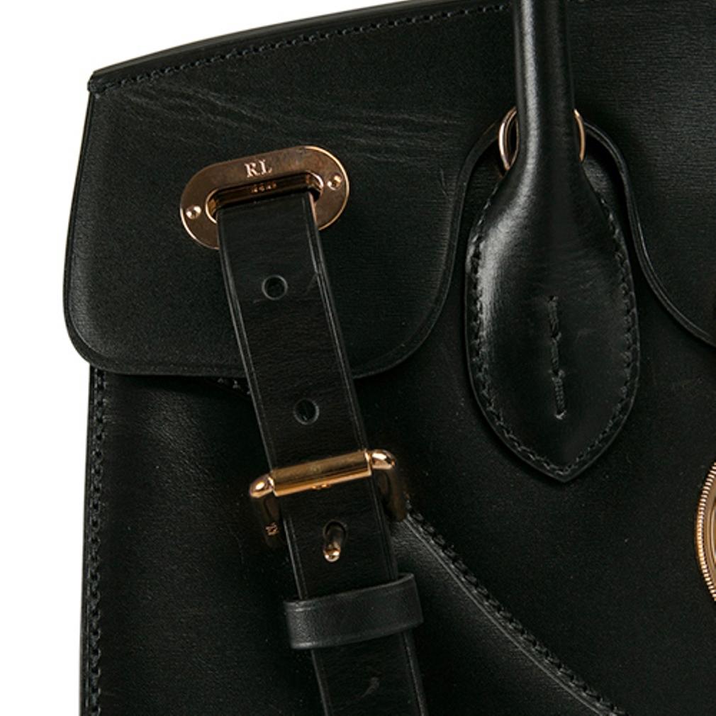 Ralph Lauren Black Leather The Ricky Bag With Light Top Handle Bag In Excellent Condition In Dubai, Al Qouz 2