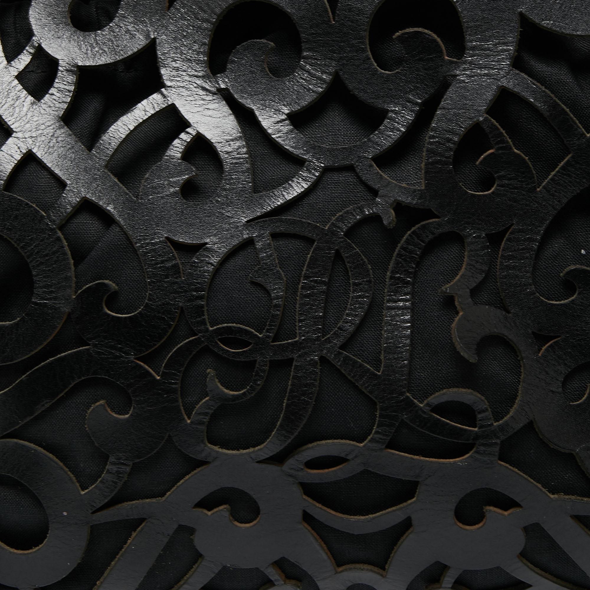 Ralph Lauren Black Leather Vachetta Scroll Tote 5