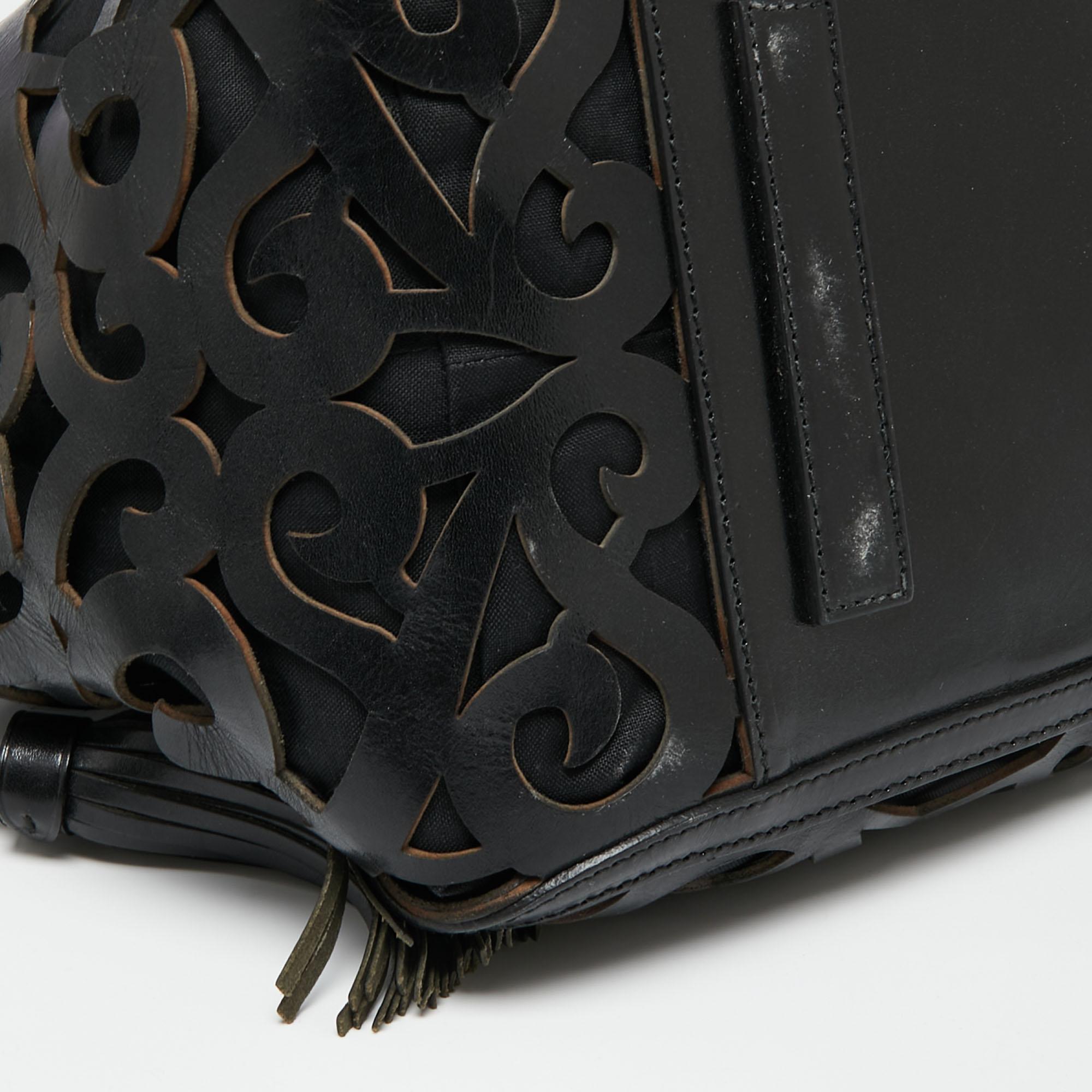 Ralph Lauren Black Leather Vachetta Scroll Tote 1