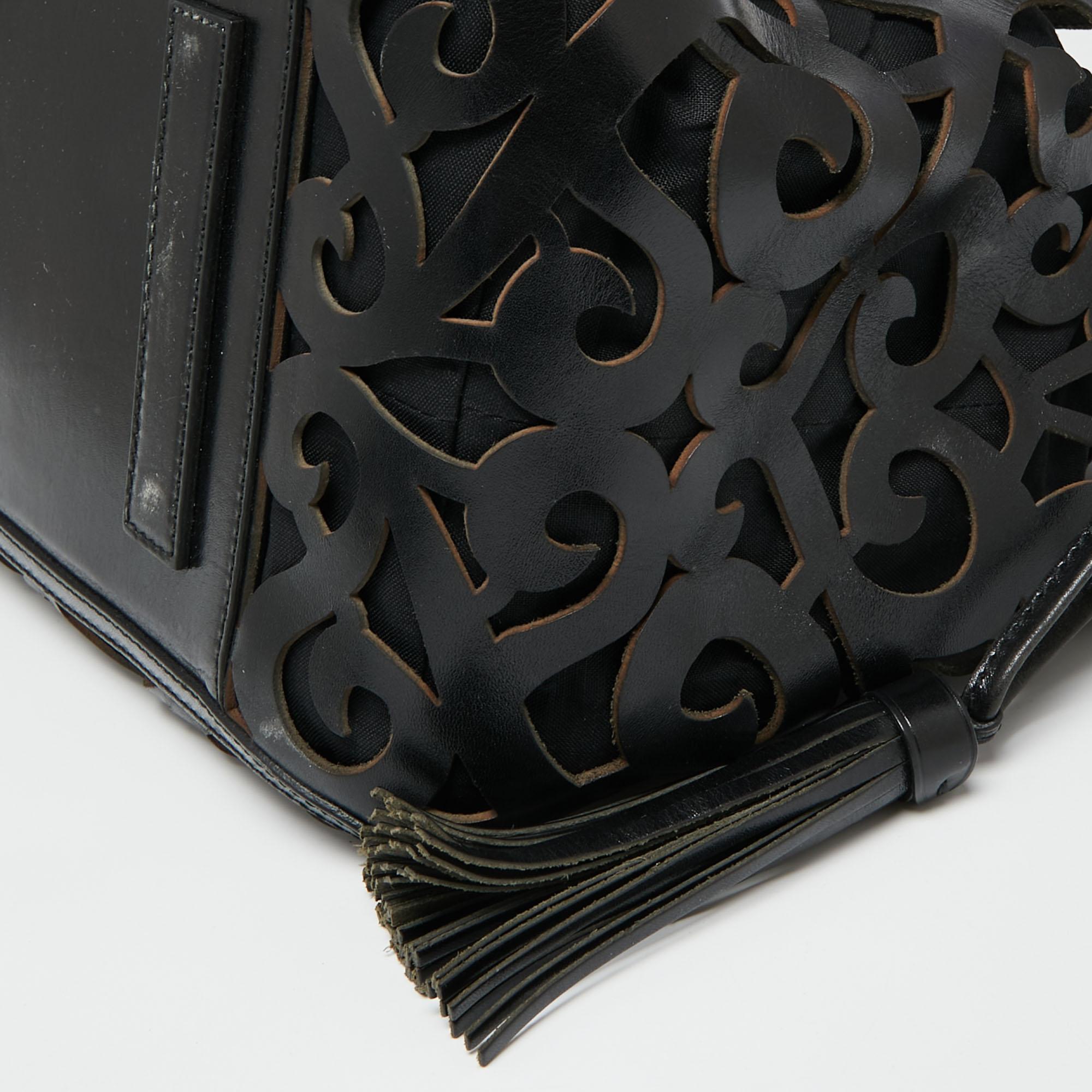 Ralph Lauren Black Leather Vachetta Scroll Tote 2