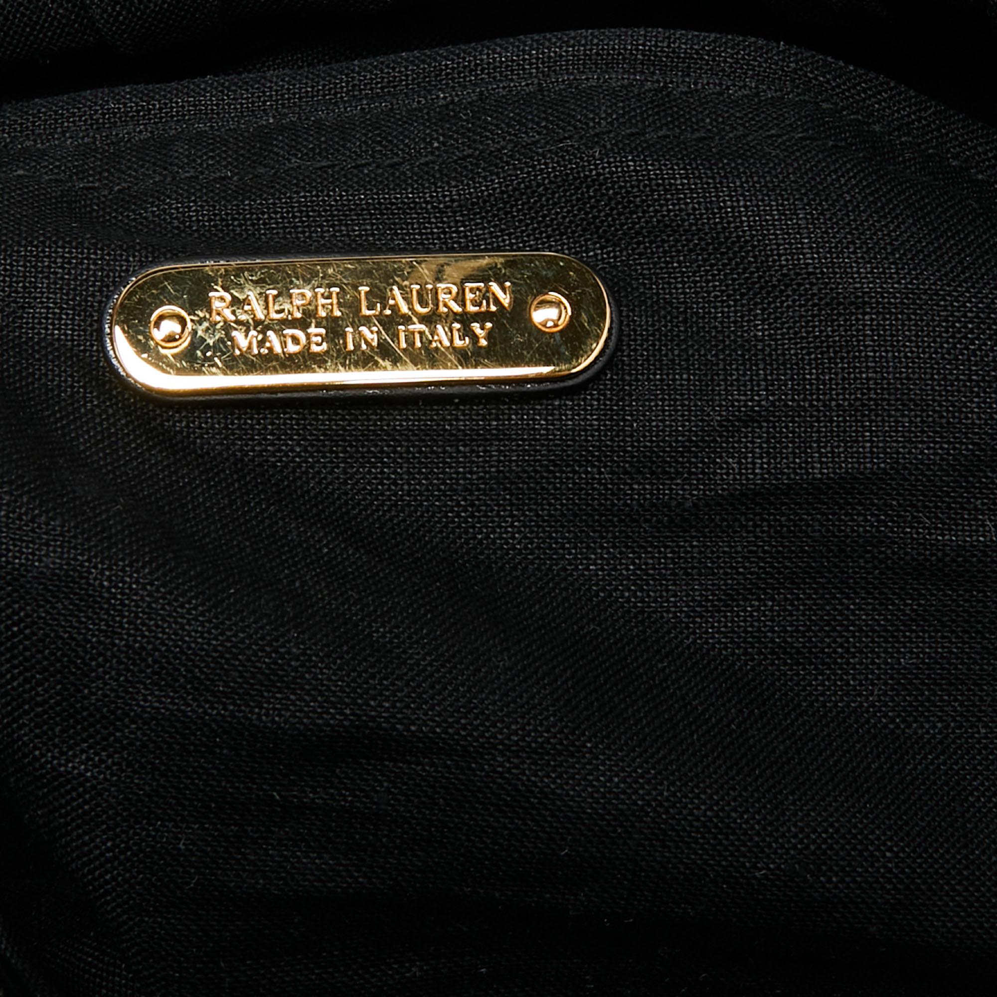 Ralph Lauren Black Leather Vachetta Scroll Tote 4
