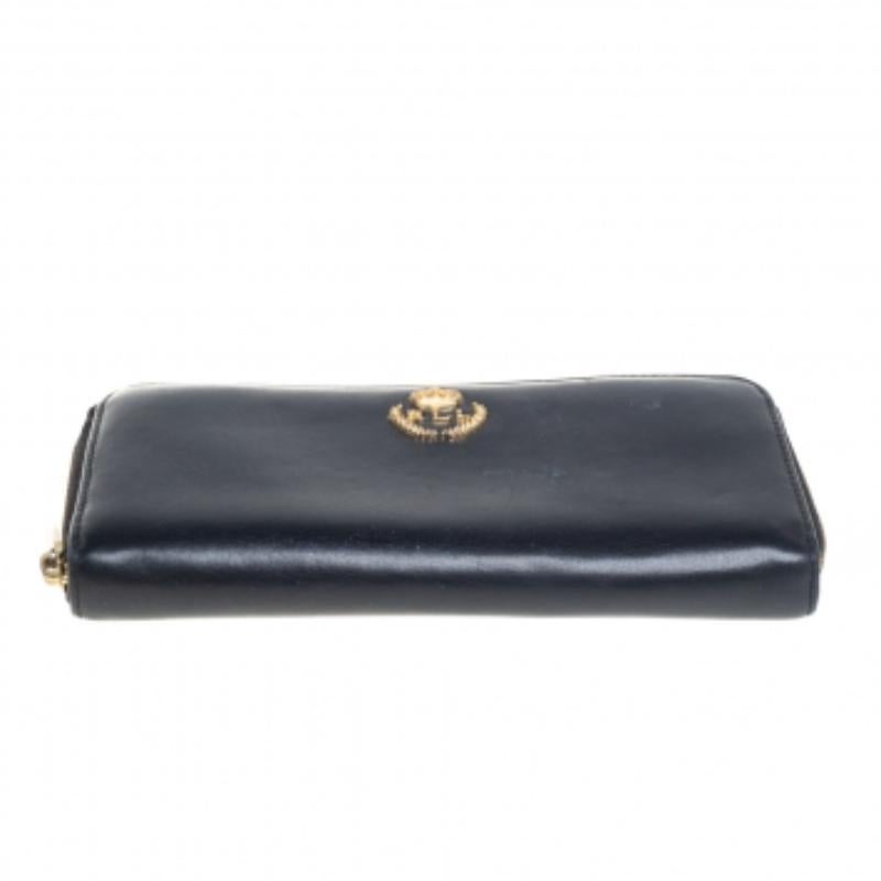Ralph Lauren Black Leather Zip Around Wallet For Sale 2