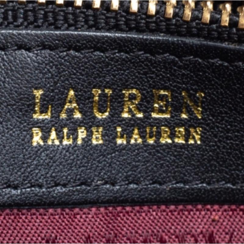 Ralph Lauren Black Leather Zip Around Wallet For Sale 4
