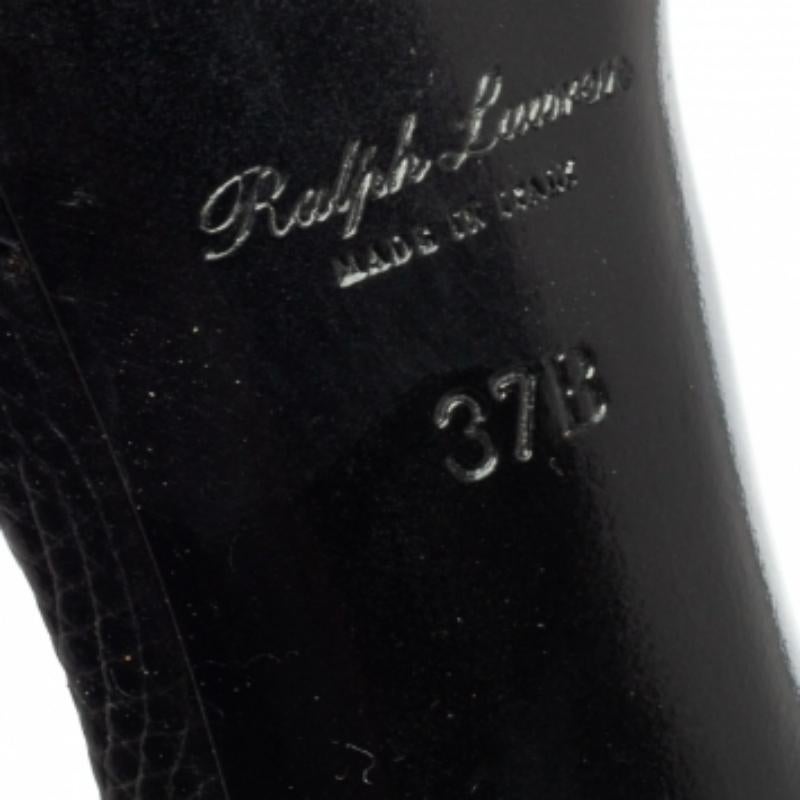 Bracelet de cheville en cuir noir embossé de lézard Ralph Lauren  Sandales - Taille 37 Pour femmes en vente