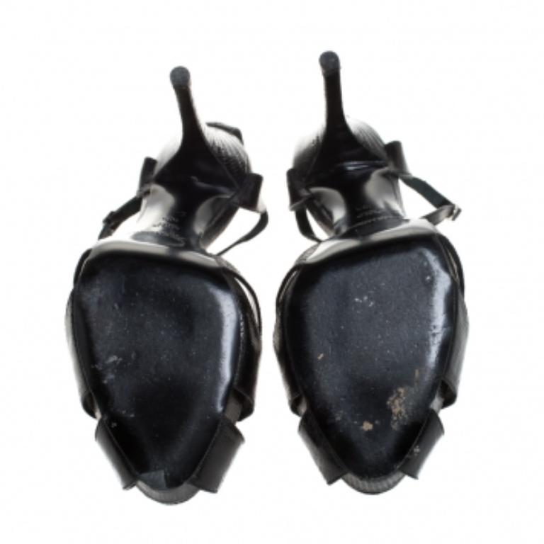 Ralph Lauren Sandalias con tira al tobillo Jeanette de lagarto negro talla 40 Negro en venta