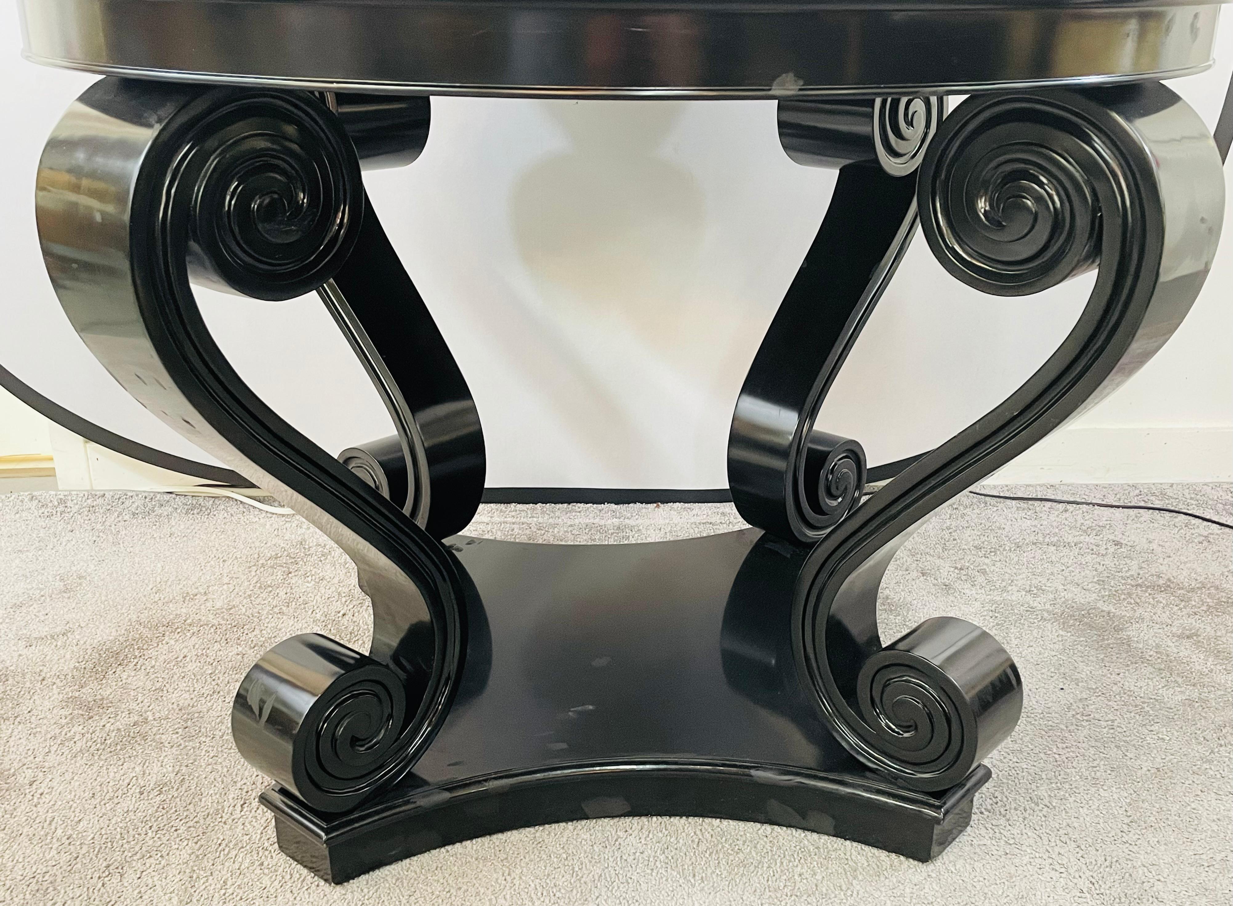Ralph Lauren Black One Fifth Scroll Hall Table, Neo Romantic 1940's Style In Good Condition In Plainview, NY