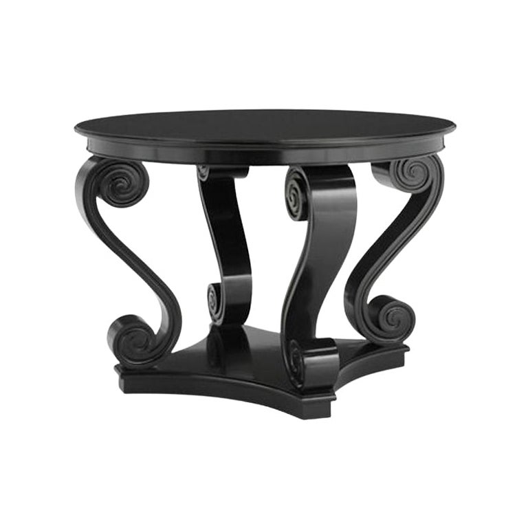 Ralph Lauren Black One Fifth Scroll Hall Table, Neo Romantic 1940's Style