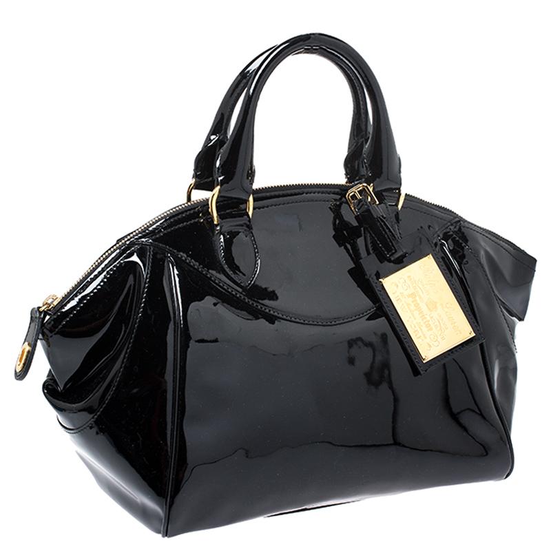 black patent leather satchel