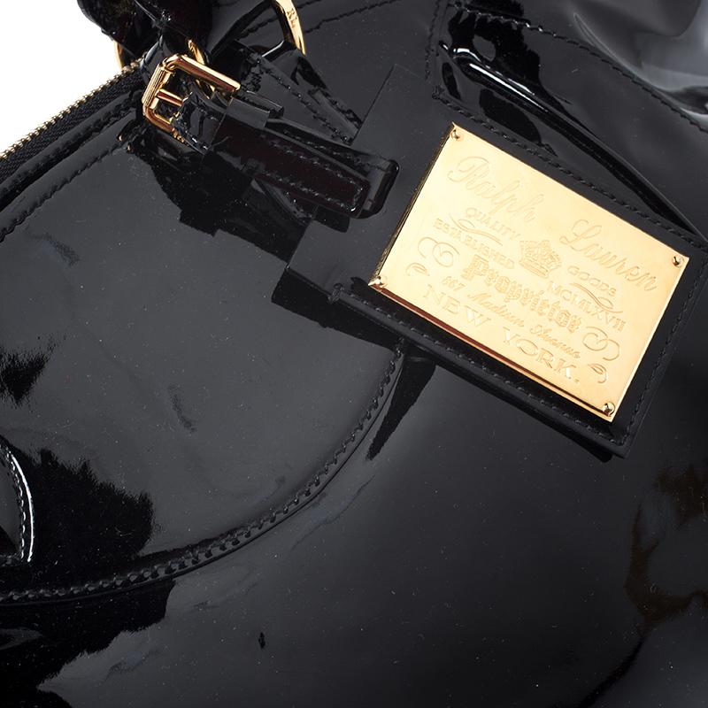 Ralph Lauren Black Patent Leather Proprietor Satchel In Good Condition In Dubai, Al Qouz 2