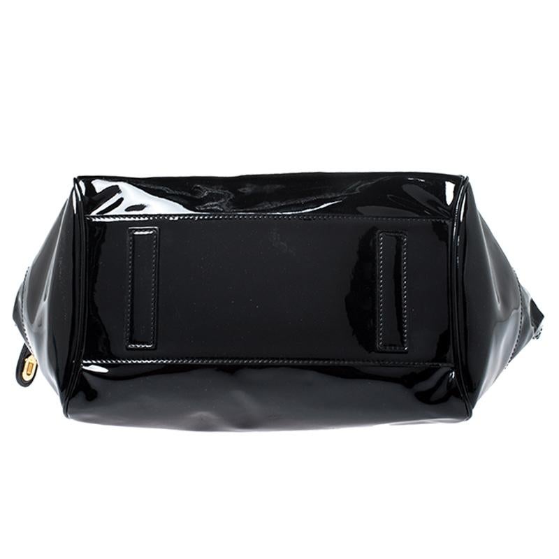 black patent satchel