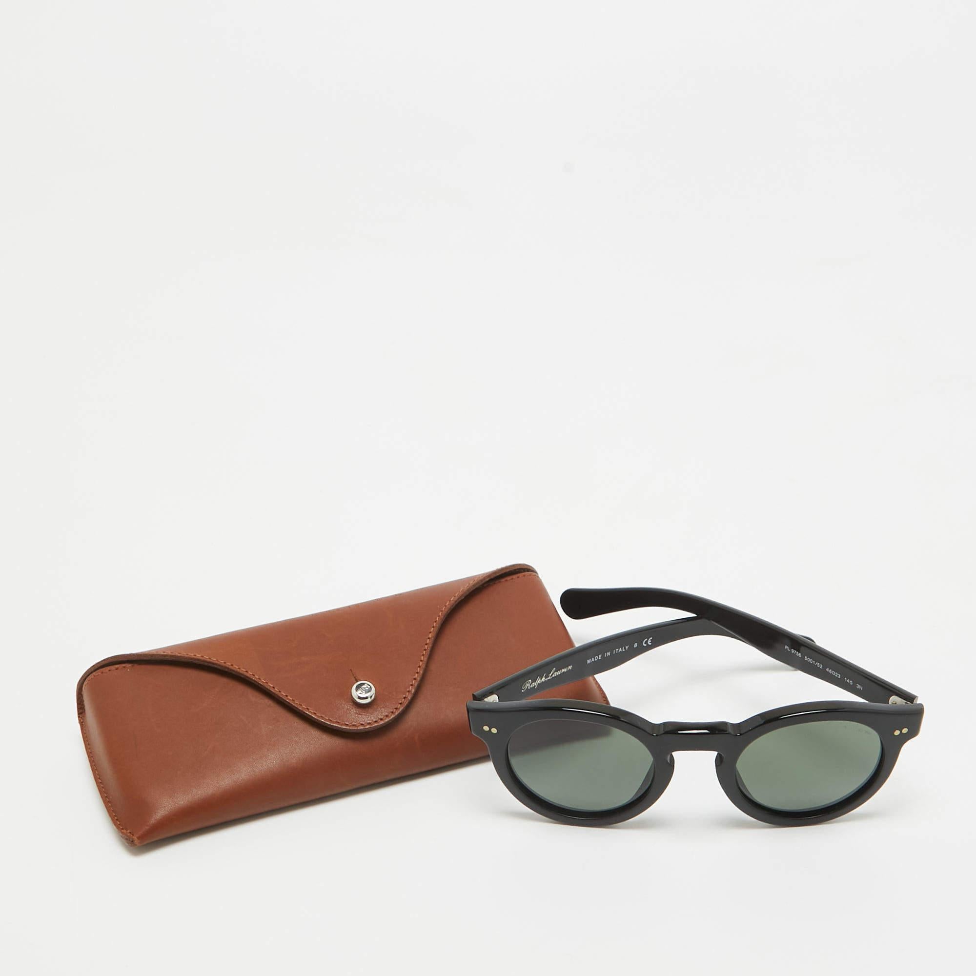 Women's Ralph Lauren Black PL 9756 Round Sunglasses