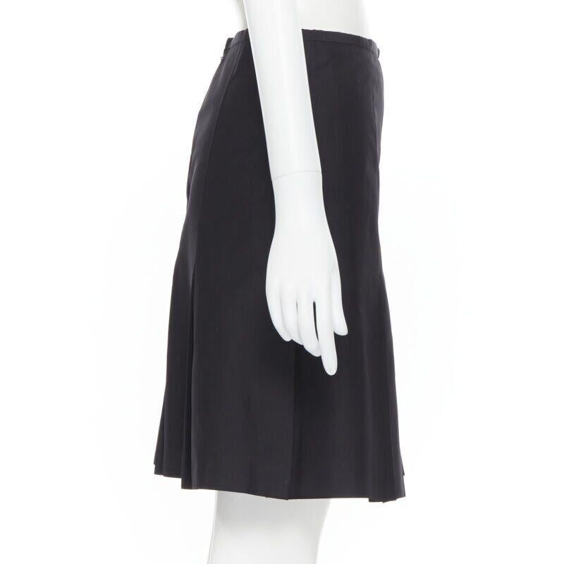 Women's RALPH LAUREN black pleated hem A-line knee length skirt work US2 XS For Sale
