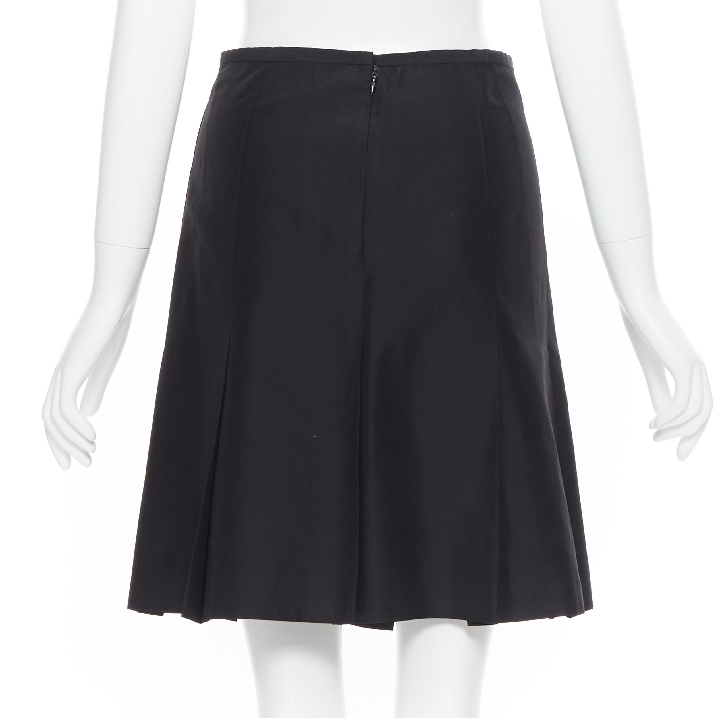 Black RALPH LAUREN black pleated hem A-line knee length skirt work US2 XS For Sale