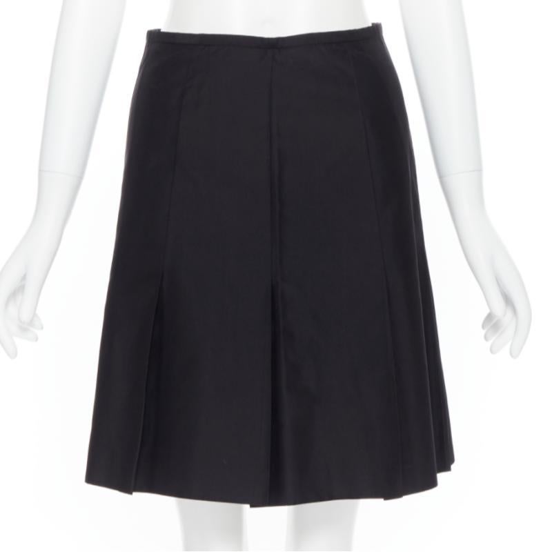RALPH LAUREN black pleated hem A-line knee length skirt work US2 XS For Sale 1