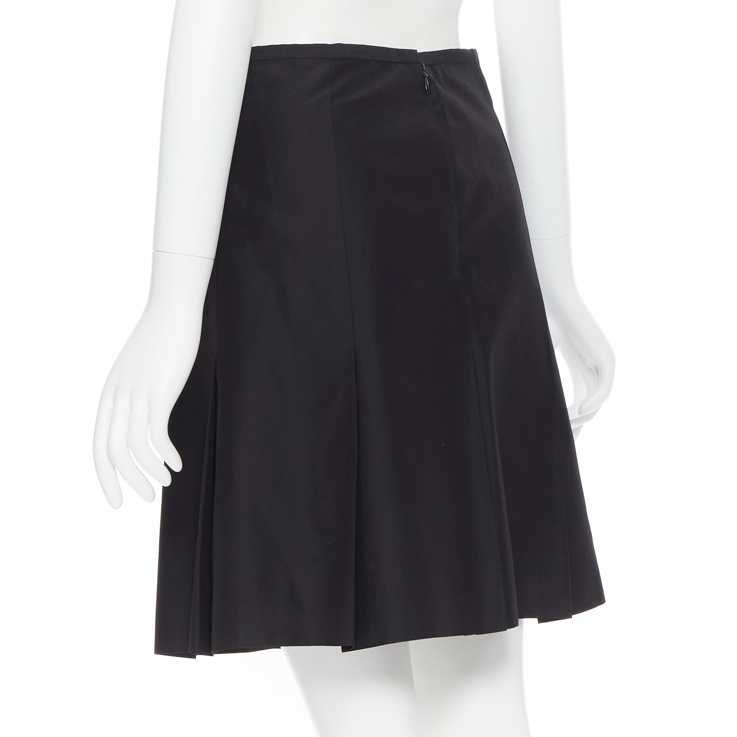 RALPH LAUREN black pleated hem A-line knee length skirt work US2 XS In Good Condition For Sale In Hong Kong, NT
