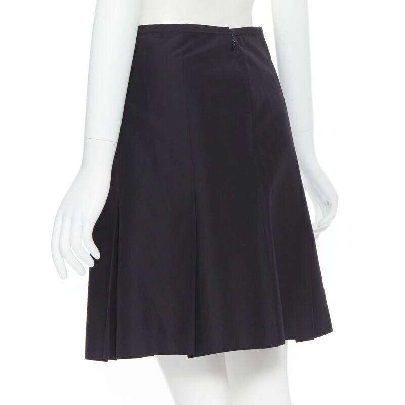 RALPH LAUREN black pleated hem A-line knee length skirt work US2 XS For Sale 2