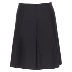 RALPH LAUREN black pleated hem A-line knee length skirt work US2 XS