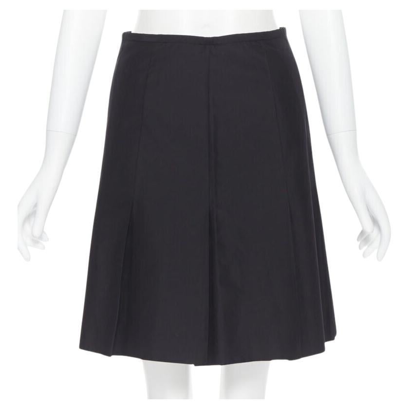RALPH LAUREN black pleated hem A-line knee length skirt work US2 XS For Sale