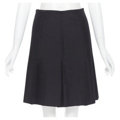 RALPH LAUREN Schwarzer A-Linien-Rock mit plissiertem Saum US2 XS