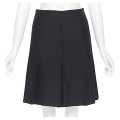 RALPH LAUREN negro plisado dobladillo A-line rodilla falda trabajo US2 XS
