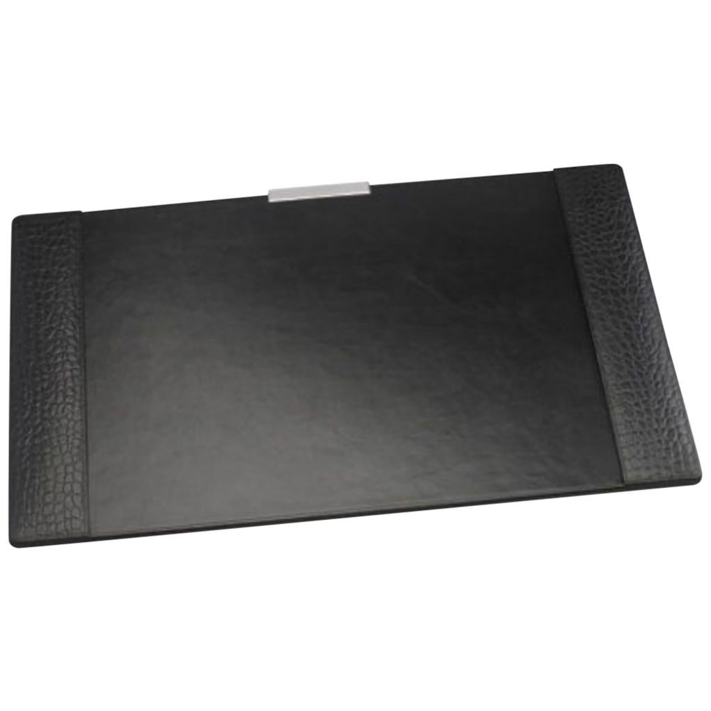 Ralph Lauren Black Printed Crocodile Embossed Leather Desk Blotter and Mousepad