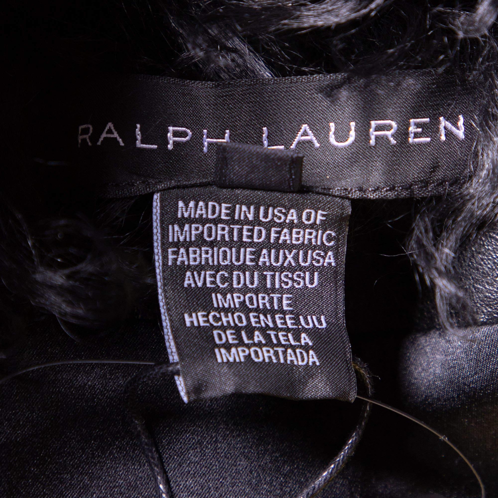 Women's Ralph Lauren Black Shearling Cropped Jacket S For Sale