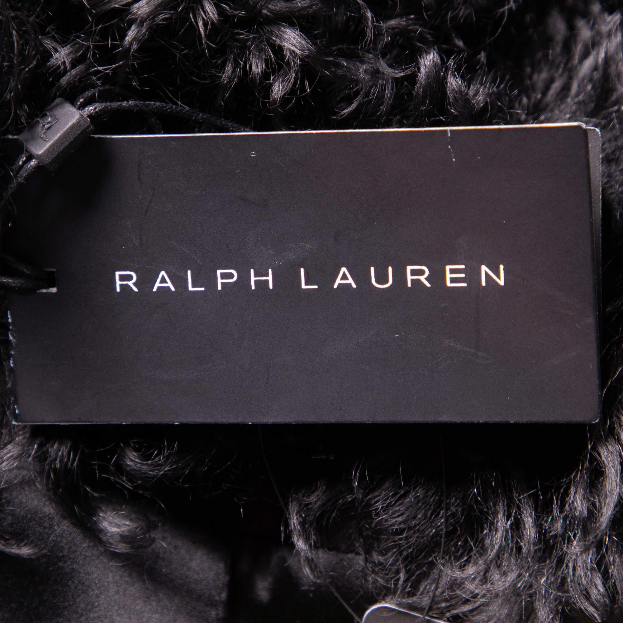 Ralph Lauren Black Shearling Cropped Jacket S For Sale 1