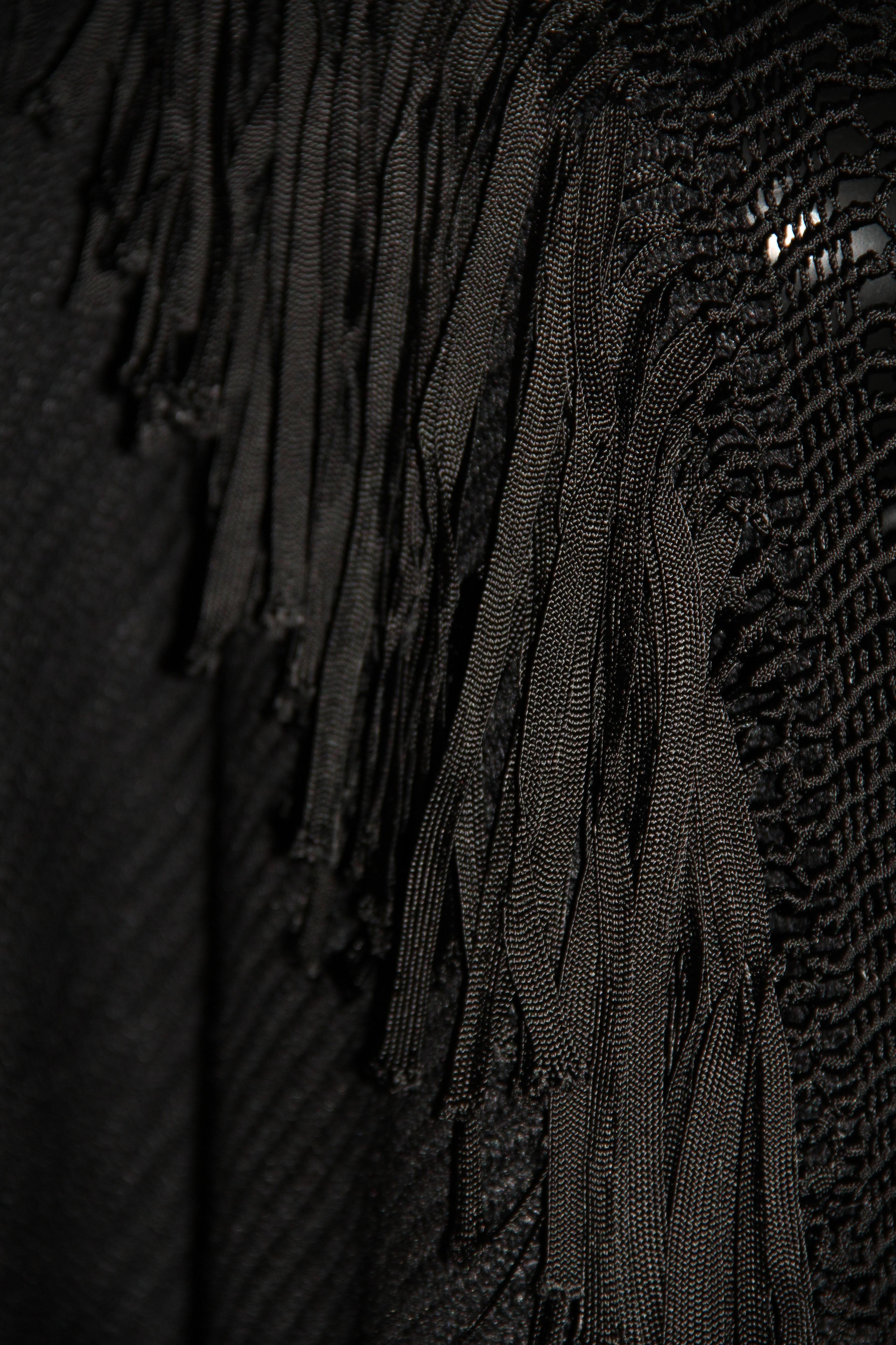 Ralph Lauren Black Silk Fringe Poncho at 1stDibs | black fringe poncho ...
