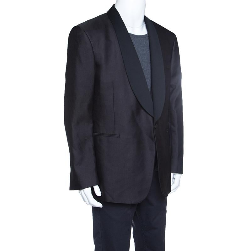 Ralph Lauren Black Silk Jacquard Shawl Lapel Anthony Tuxedo 4XL In New Condition In Dubai, Al Qouz 2