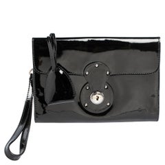 Ralph Lauren Ricky Velvet Clutch Bag w/ Chain Strap Black