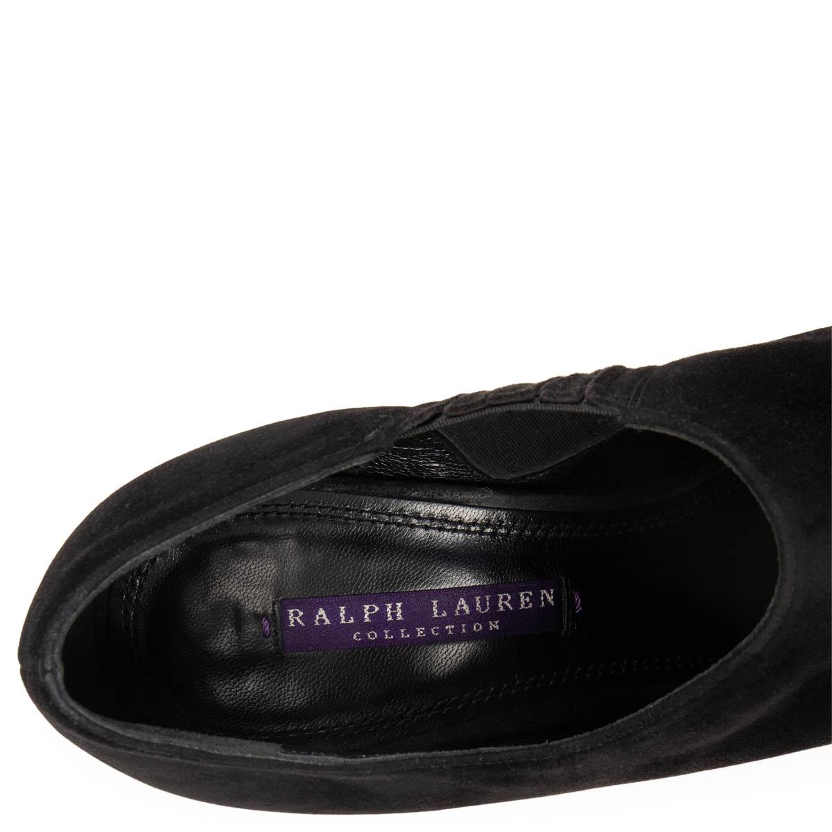 RALPH LAUREN black suede Ankle Boots Shoes 8.5 In Excellent Condition For Sale In Zürich, CH