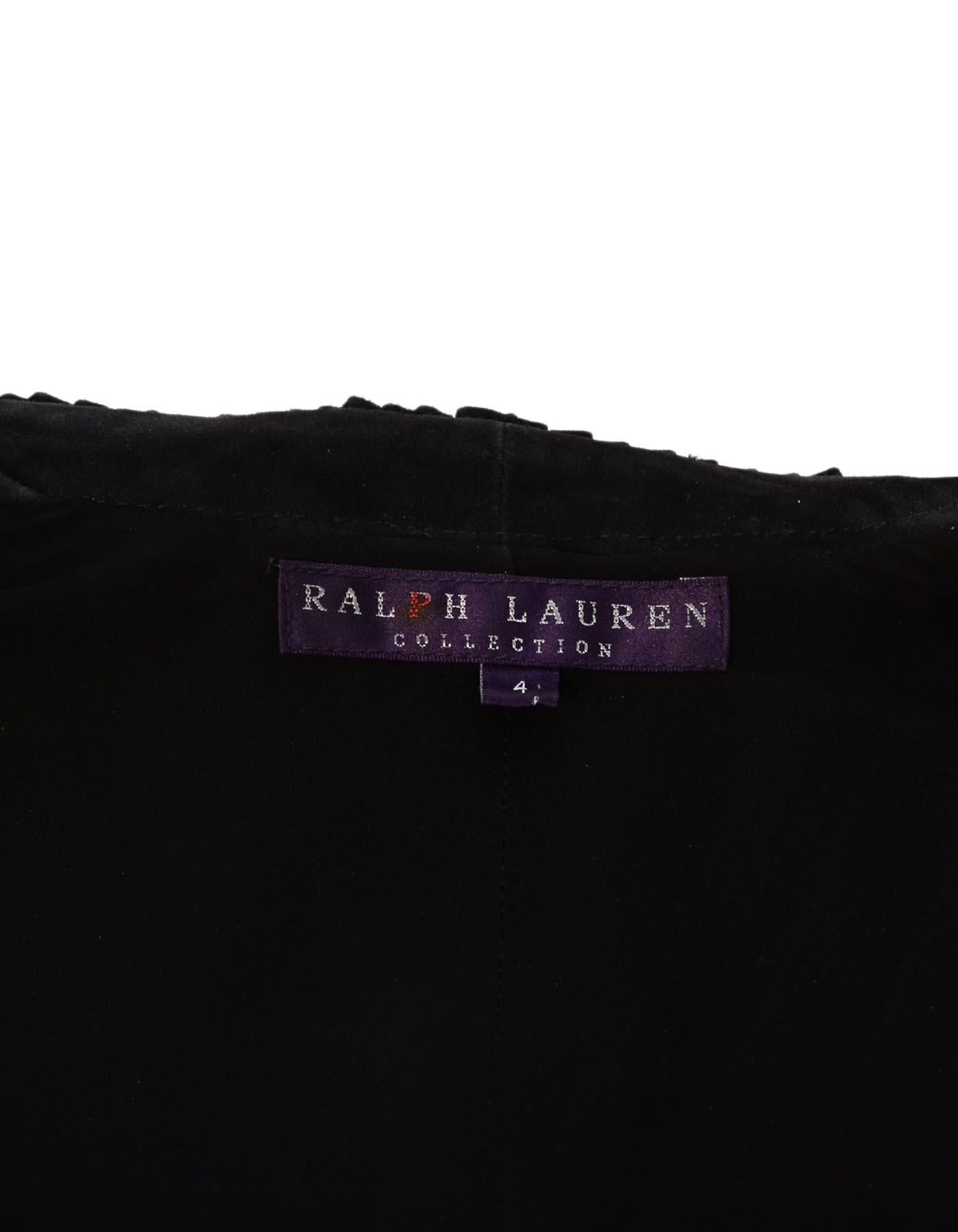 Women's Ralph Lauren Black Suede Ruffle Jacket Sz 4