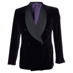 Ralph Lauren Black Velvet Double Breasted Blazer M