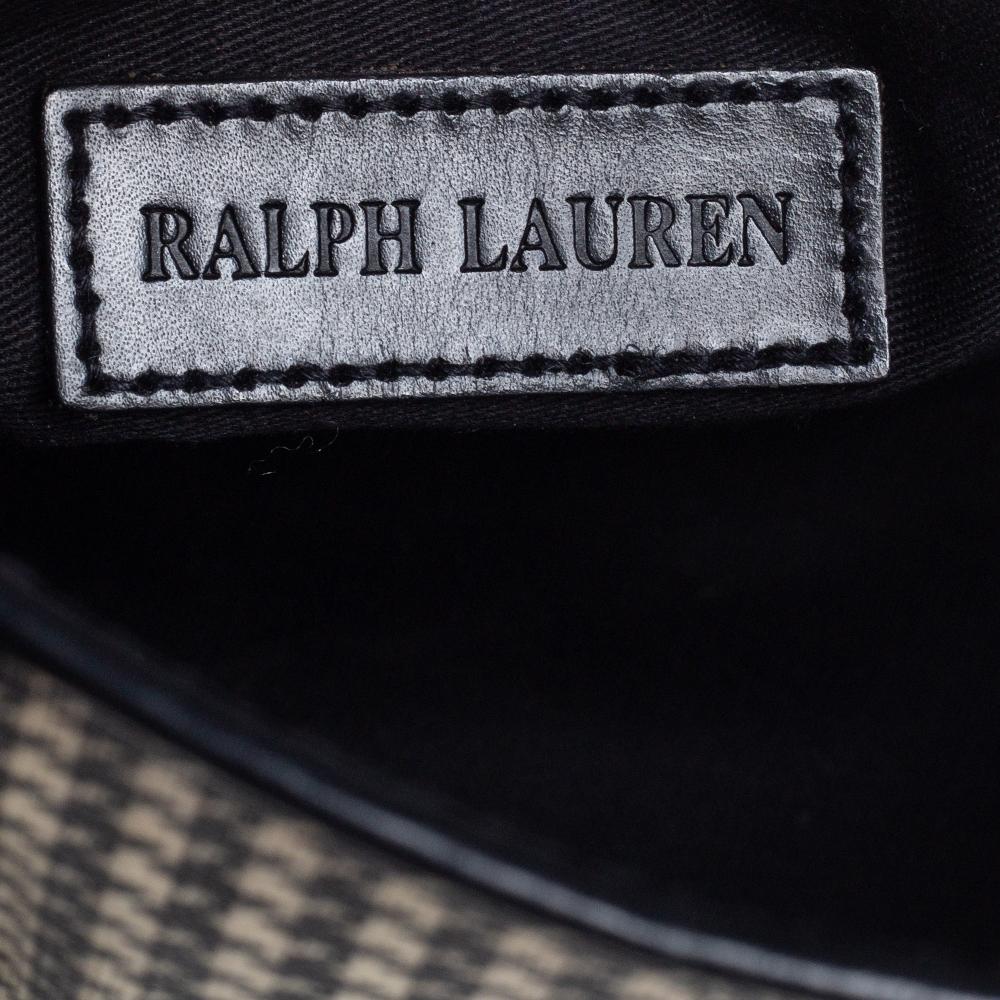 Ralph Lauren Black/White Canvas and Leather Houndstooth Tote 3