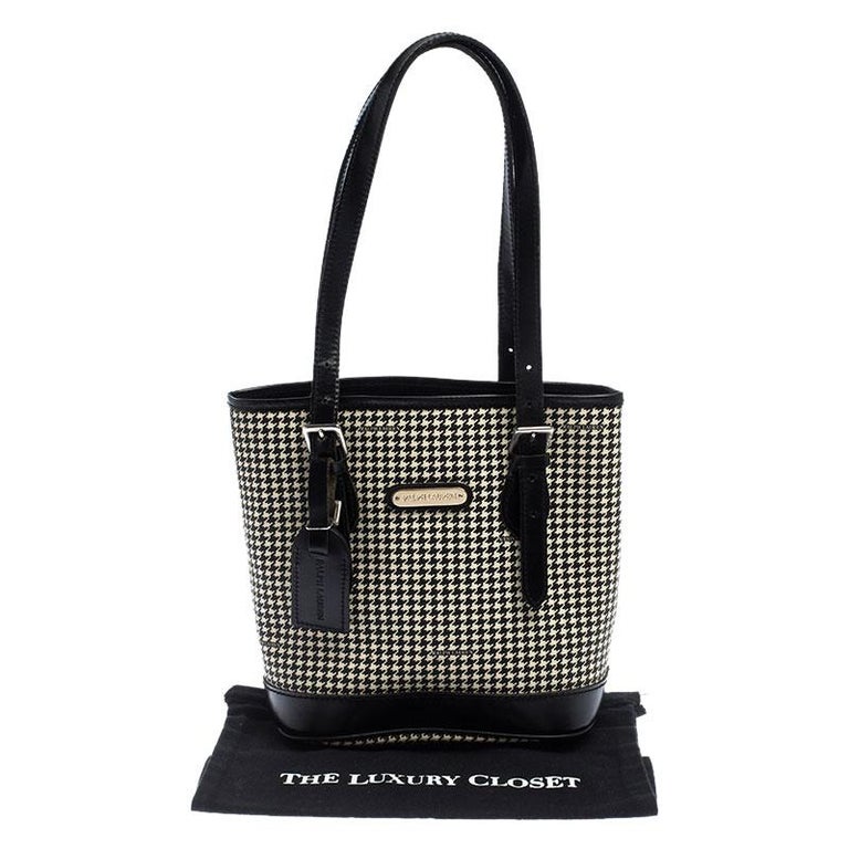 Ralph Lauren Black/White Canvas and Leather Houndstooth Tote For Sale at  1stDibs | ralph lauren houndstooth bag