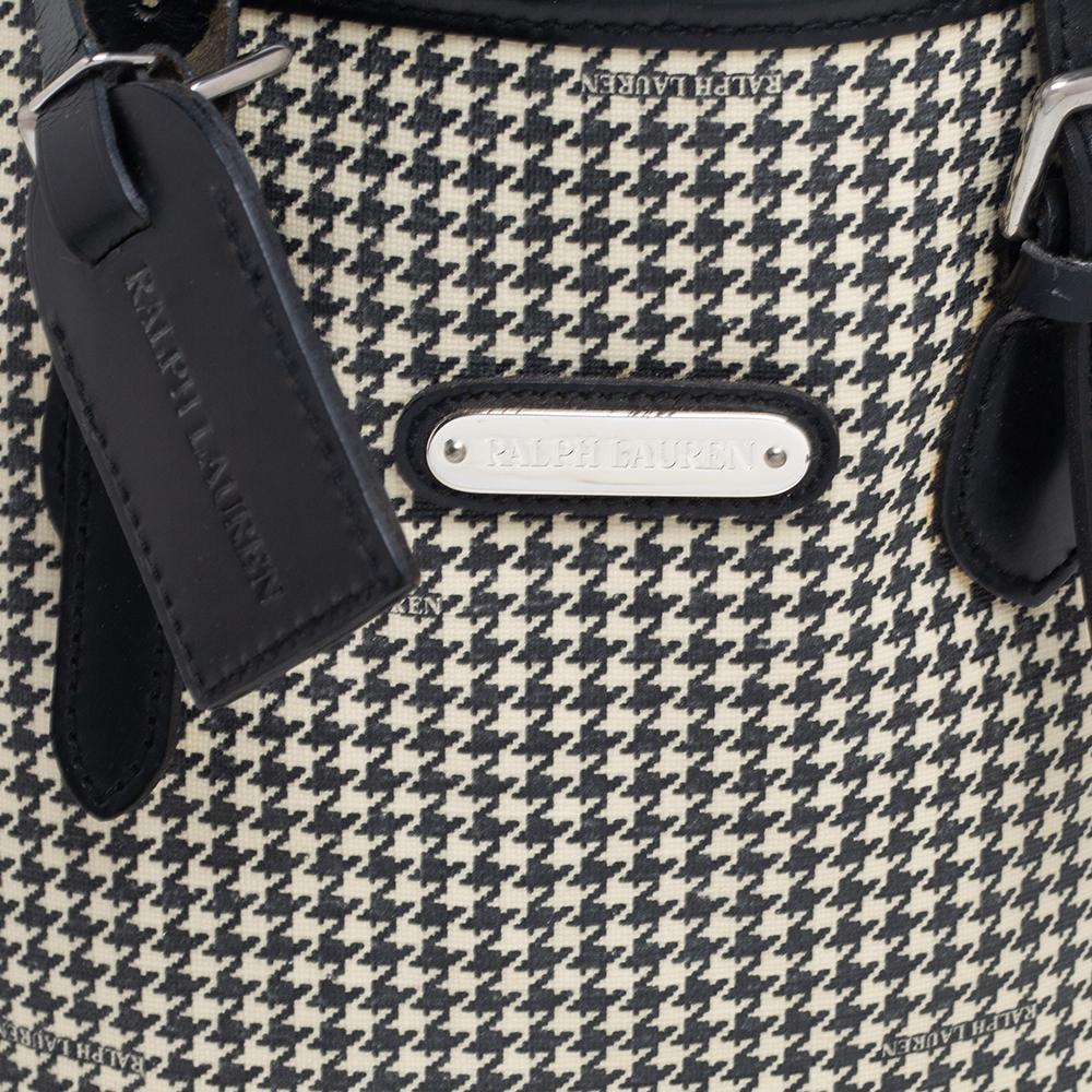 Ralph Lauren Black/White Canvas and Leather Houndstooth Tote 2
