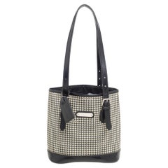 Ralph Lauren Black/White Canvas and Leather Houndstooth Tote